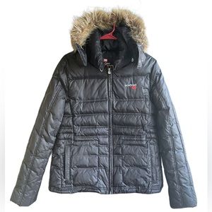 SALE Ecko Red Black Puffer Faux Fur Ski Winter Jacket size XL